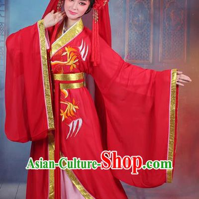 Traditional China Beijing Opera Palace Lady Costume Princess Wedding Embroidered Dress, Ancient Chinese Peking Opera Diva Embroidery Red Clothing