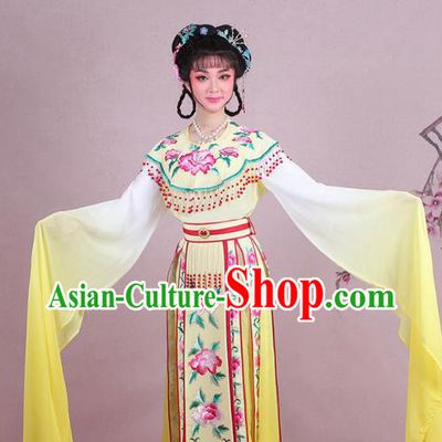 Traditional China Beijing Opera Palace Lady Costume Imperial Consort Embroidered Yellow Dress, Ancient Chinese Peking Opera Diva Hua Tan Embroidery Clothing