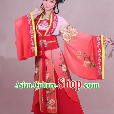 Traditional China Beijing Opera Palace Lady Costume Imperial Princess Embroidered Red Dress, Ancient Chinese Peking Opera Diva Hua Tan Embroidery Clothing
