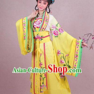 Traditional China Beijing Opera Palace Lady Costume Imperial Princess Embroidered Yellow Dress, Ancient Chinese Peking Opera Diva Hua Tan Embroidery Clothing