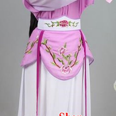 Traditional China Beijing Opera Young Lady Costume Servant Girl Embroidered Purple Dress, Ancient Chinese Peking Opera Diva Jordan-Sitting Embroidery Clothing