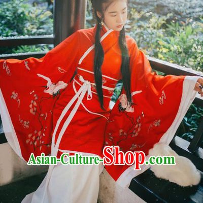 Traditional Chinese Han Dynasty Young Lady Costume, Elegant Hanfu Clothing Chinese Ancient Princess Curve Bottom Dress Clothing