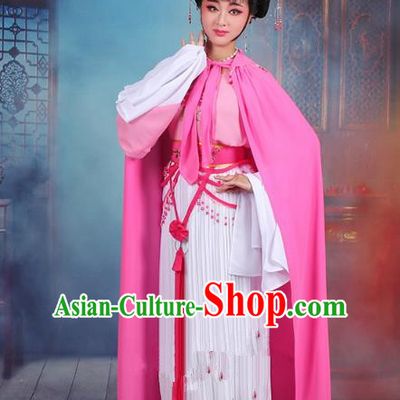 Traditional China Beijing Opera Young Lady Hua Tan Costume Romance of the Western Chamber Embroidered Dress and Pink Cloak, Ancient Chinese Peking Opera Diva Embroidery Clothing