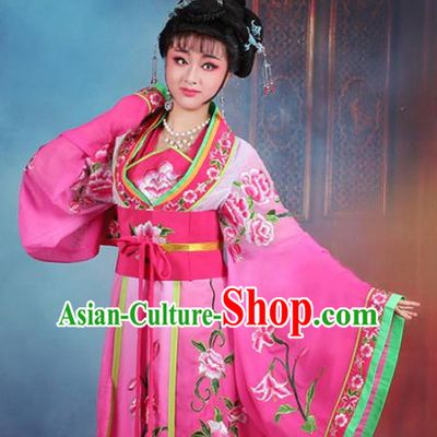 Traditional China Beijing Opera Palace Lady Hua Tan Costume Rosy Embroidered Dress, Ancient Chinese Peking Opera Diva Princess Embroidery Clothing