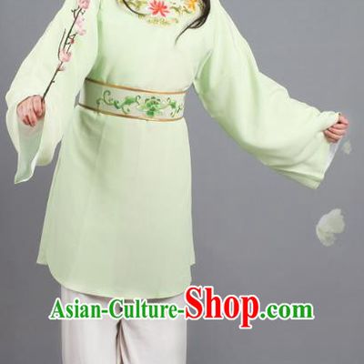 Traditional China Beijing Opera Livehand Costume Scholar Embroidered Green Robe, Ancient Chinese Peking Opera Book Boy Embroidery Clothing