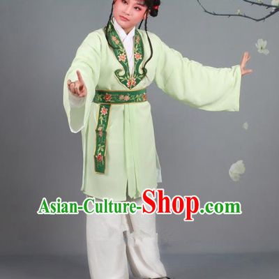 Traditional China Beijing Opera Costume Scholar Embroidered Green Clothing, Ancient Chinese Peking Opera Boy Book Embroidery Clothing