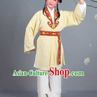 Traditional China Beijing Opera Costume Scholar Embroidered Yellow Clothing, Ancient Chinese Peking Opera Boy Book Embroidery Clothing