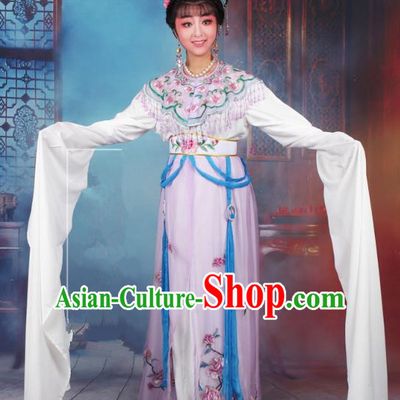 Traditional China Beijing Opera Young Lady Hua Tan Costume Lilac Embroidered Dress, Ancient Chinese Peking Opera Diva Senior Concubine Embroidery Peony Clothing