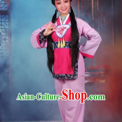 Traditional China Beijing Opera Young Lady Hua Tan Costume Servant Girl Pink Embroidered Dress, Ancient Chinese Peking Opera Diva Maidservants Embroidery Clothing
