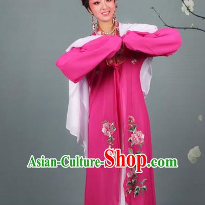 Traditional China Beijing Opera Young Lady Hua Tan Costume Princess Rosy Embroidered Cape, Ancient Chinese Peking Opera Diva Embroidery Dress Clothing