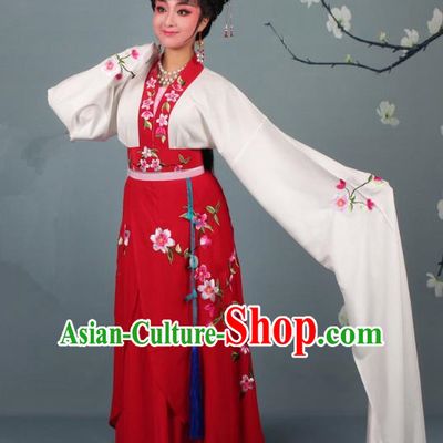 Traditional China Beijing Opera Young Lady Hua Tan Costume Princess Red Embroidered Dress, Ancient Chinese Peking Opera Diva Embroidery Peach Blossom Clothing