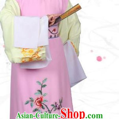 Top Grade Professional Beijing Opera Niche Costume Scholar Pink Embroidered Waistcoat, Traditional Ancient Chinese Peking Opera Embroidery Young Men Clothing