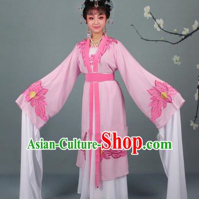 Top Grade Professional Beijing Opera Palace Lady Costume Hua Tan Pink Water Sleeve Embroidered Clothing, Traditional Ancient Chinese Peking Opera Diva Embroidery Lotus Clothing