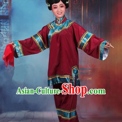 Traditional China Beijing Opera Old Women Costume Matchmaker Embroidered Amaranth Clothing, Ancient Chinese Peking Opera Pantaloon Clothing