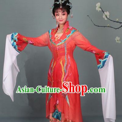 Top Grade Professional Beijing Opera Palace Lady Costume Hua Tan Red Embroidered Dress, Traditional Ancient Chinese Peking Opera Diva Embroidery Phoenix Clothing