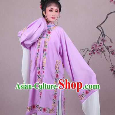 Top Grade Professional Beijing Opera Female Role Costume Purple Embroidered Cape, Traditional Ancient Chinese Peking Opera Diva Embroidery Clothing