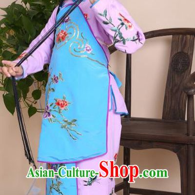 Top Grade Professional Beijing Opera Young Lady Costume Pink Embroidered Clothing, Traditional Ancient Chinese Peking Opera Maidservants Embroidery Clothing for Kids