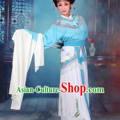 Top Grade Professional Beijing Opera Diva Costume Nobility Lady Light Blue Embroidered Clothing, Traditional Ancient Chinese Peking Opera Hua Tan Princess Embroidery Dress