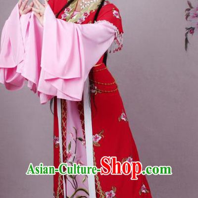 Top Grade Professional Beijing Opera Diva Costume Red Embroidered Clothing, Traditional Ancient Chinese Peking Opera Hua Tan Princess Embroidery Dress