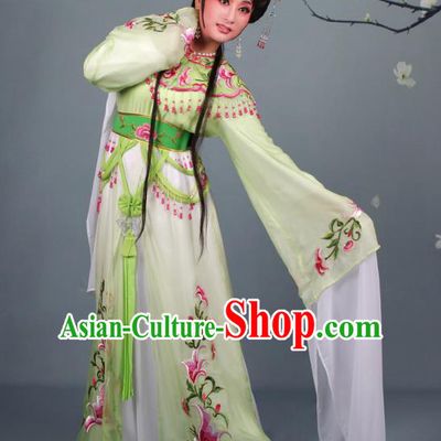Top Grade Professional Beijing Opera Diva Costume Hua Tan Green Embroidered Clothing, Traditional Ancient Chinese Peking Opera Princess Embroidery Dress