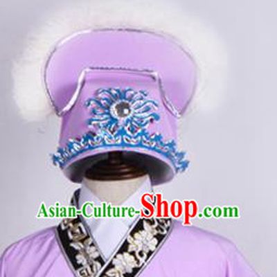 Top Grade Professional Beijing Opera Niche Costume Scholar Hair Accessories Headwear, Traditional Ancient Chinese Peking Opera Purple Hat