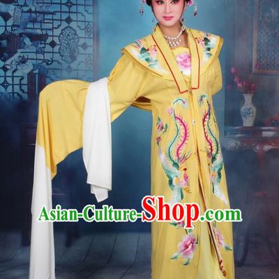 Top Grade Professional Beijing Opera Palace Lady Costume Hua Tan Embroidered Yellow Dress, Traditional Ancient Chinese Peking Opera Diva Embroidery Clothing