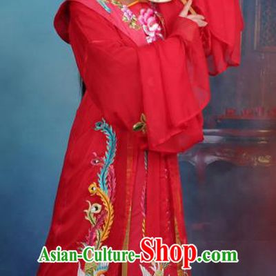 Top Grade Professional Beijing Opera Palace Lady Costume Hua Tan Imperial Consort Embroidered Red Dress, Traditional Ancient Chinese Peking Opera Diva Embroidery Clothing
