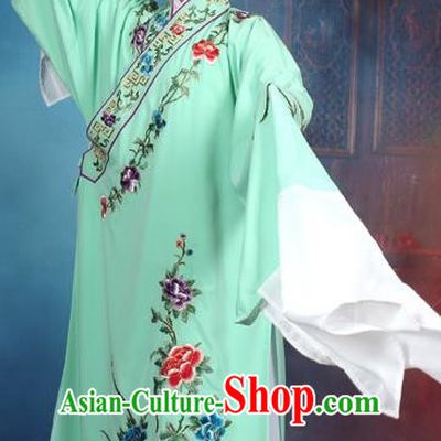 Top Grade Professional Beijing Opera Niche Costume Gifted Scholar Green Embroidered Robe, Traditional Ancient Chinese Peking Opera Embroidery Clothing