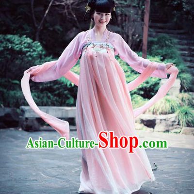 Traditional Ancient Chinese Young Lady Dance Costume, Elegant Hanfu Chinese Tang Dynasty Palace Princess Embroidered Clothing for Women