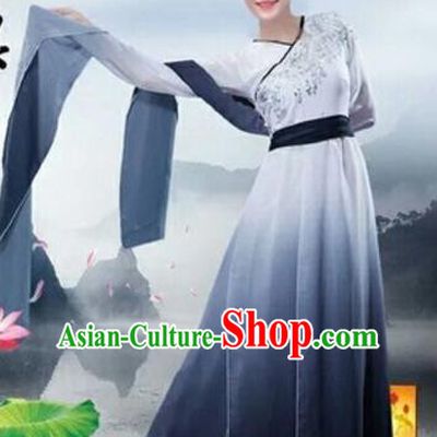Traditional Chinese Classical Dance Fan Dance Costume, Folk Dance Umbrella Dance Grey Uniform Clothing for Women