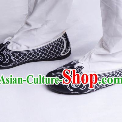 Top Grade Professional Beijing Opera Han Dynasty Fisherman Shoes, Traditional Ancient Chinese Peking Opera Cloth Shoes