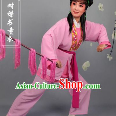 Top Grade Professional Beijing Opera Livehand Pink Costume, Traditional Ancient Chinese Peking Opera Lad Boy Book Clothing