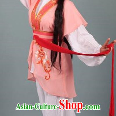Top Grade Professional Beijing Opera Young Lady Costume Handmaiden Orange Embroidered Suit, Traditional Ancient Chinese Peking Opera Maidservants Embroidery Clothing