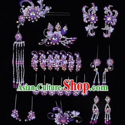 Top Grade Professional Beijing Opera Diva Hair Accessories Complete Set, Traditional Ancient Chinese Peking Opera Tassel Step Shake Hua Tan Hairpins Headwear