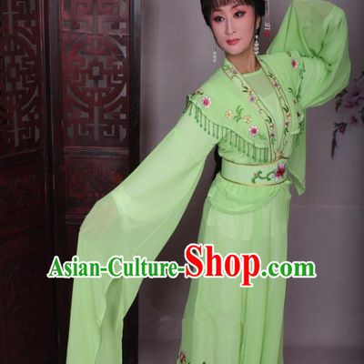 Top Grade Professional Beijing Opera Hua Tan Costume Water Sleeve Green Embroidered Dress, Traditional Ancient Chinese Peking Opera Diva Embroidery Clothing
