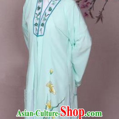 Top Grade Professional Beijing Opera Hua Tan Costume Water Sleeve Green Embroidered Dress, Traditional Ancient Chinese Peking Opera Diva Embroidery Clothing