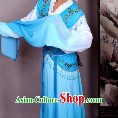 Top Grade Professional Beijing Opera Hua Tan Costume Nobility Lady Blue Embroidered Dress, Traditional Ancient Chinese Peking Opera Diva Embroidery Clothing
