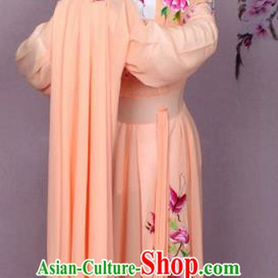 Top Grade Professional Beijing Opera Hua Tan Costume Palace Lady Orange Embroidered Peony Dress, Traditional Ancient Chinese Peking Opera Diva Princess Embroidery Clothing