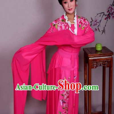 Top Grade Professional Beijing Opera Hua Tan Costume Palace Lady Rosy Embroidered Peony Dress, Traditional Ancient Chinese Peking Opera Diva Princess Embroidery Clothing