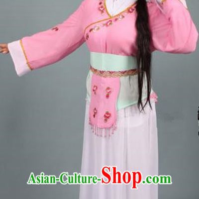Top Grade Professional Beijing Opera Young Lady Costume Handmaiden Pink Embroidered Dress, Traditional Ancient Chinese Peking Opera Maidservants Embroidery Clothing