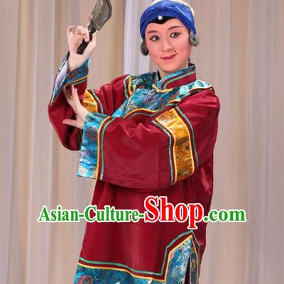 Top Grade Professional Beijing Opera Old Women Costume Pantaloon Embroidered Amaranth Clothing, Traditional Ancient Chinese Peking Opera Matchmakers Embroidery Clothing