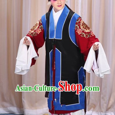 Top Grade Professional Beijing Opera Old Women Costume Long Black Waistcoat, Traditional Ancient Chinese Peking Opera Pantaloon Landlord Shiva Clothing