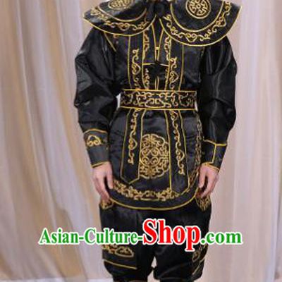 Traditional China Beijing Opera Takefu Costume, Ancient Chinese Peking Opera Wu-Sheng Warrior Embroidery Black Clothing