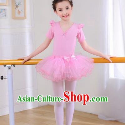Top Grade Chinese Professional Performance Catwalks Costume, Children Ballet Dance Full Dress Modern Swan Dance Pink Dress for Girls Kids