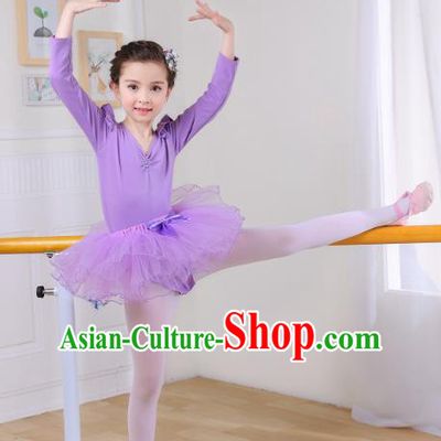 Top Grade Chinese Professional Performance Catwalks Costume, Children Ballet Dance Dress Modern Swan Dance Purple Dress for Girls Kids