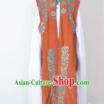 Traditional Chinese Professional Peking Opera Old Men Costume, China Beijing Opera Milord Ministry Councillor Embroidery Brown Mantel Long Robe Clothing