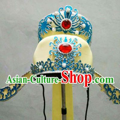 Traditional Handmade Chinese Classical Peking Opera Young Men Hat Yellow Tuinga, China Beijing Opera Prince Lang Scholar Headpiece Headwear