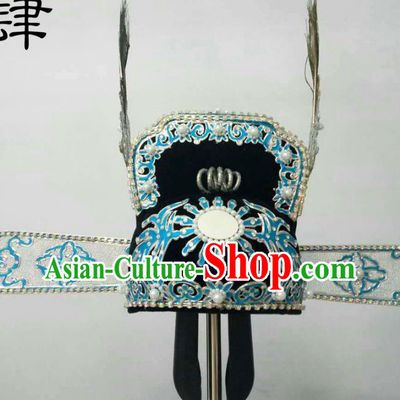 Traditional Handmade Chinese Classical Peking Opera Young Men Hat Pearls Tuinga, China Beijing Opera Prince Lang Scholar Headpiece Headwear