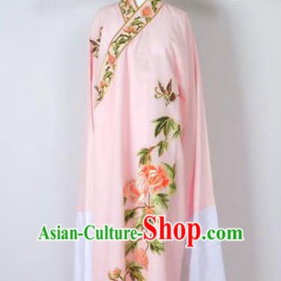 Traditional Chinese Professional Peking Opera Young Men Share-Win Costume and Hat Complete Set, China Beijing Opera Lang Scholar Embroidery Peony Light Pink Long Robe Clothing