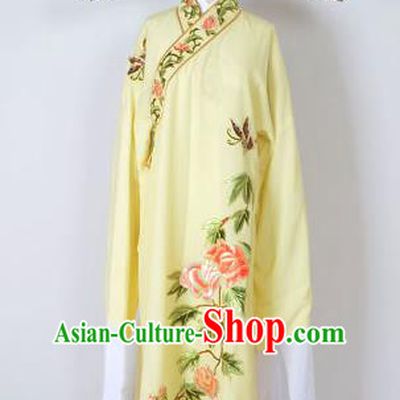Traditional Chinese Professional Peking Opera Young Men Share-Win Costume and Hat Complete Set, China Beijing Opera Lang Scholar Embroidery Peony Yellow Long Robe Clothing